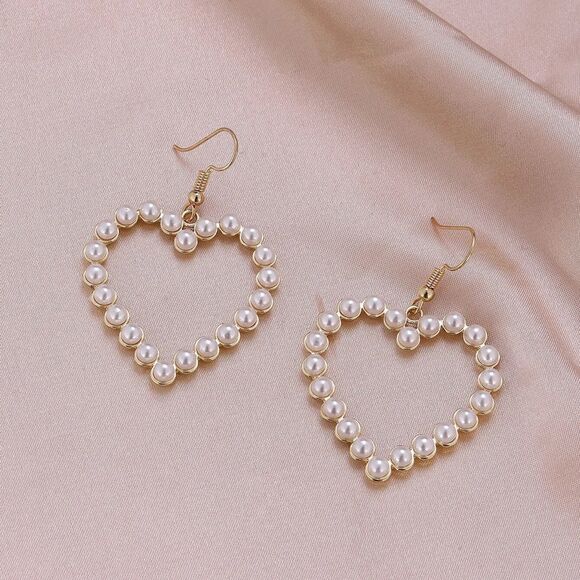 5/$25 HEART PEARL FAUX EARRINGS - Picture 7 of 13